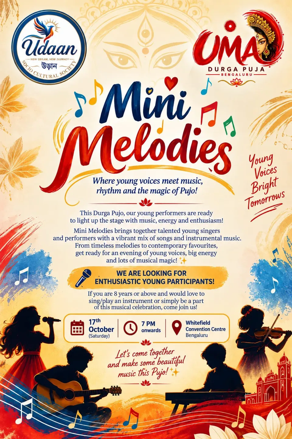 Mini Melodies — young voices at UMA Durga Puja 2026, 17 October at Whitefield Convention Centre